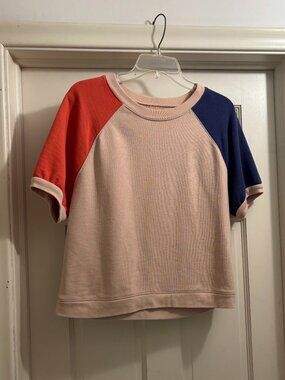 Madewell Short-Sleeve Sweatshirt in Colorblock Size Small